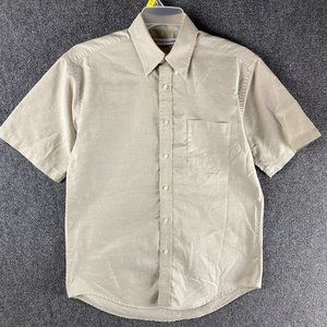 Irvine Park Button Down Shirt 15 SS Men's Short Sleeve Gray Adults Cotton Blend